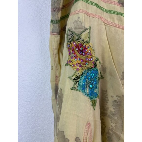 Lana B. Vintage women's large yellow tie dye boho midi gypsy skirt embroidered - Picture 4 of 11